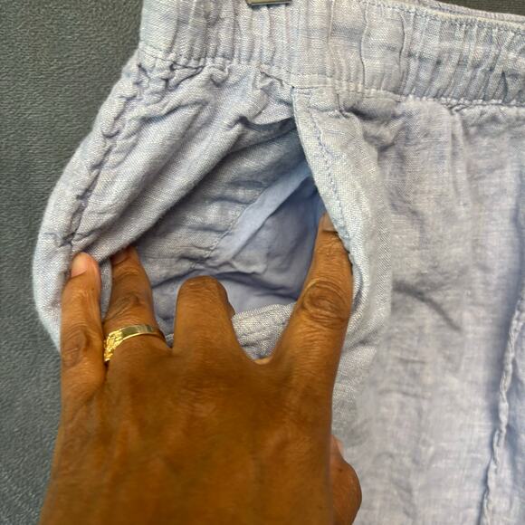 Tahari Womens 100% Linen Shorts 1X Light Blue Elastic Waist Casual Summer Resort - Picture 10 of 14